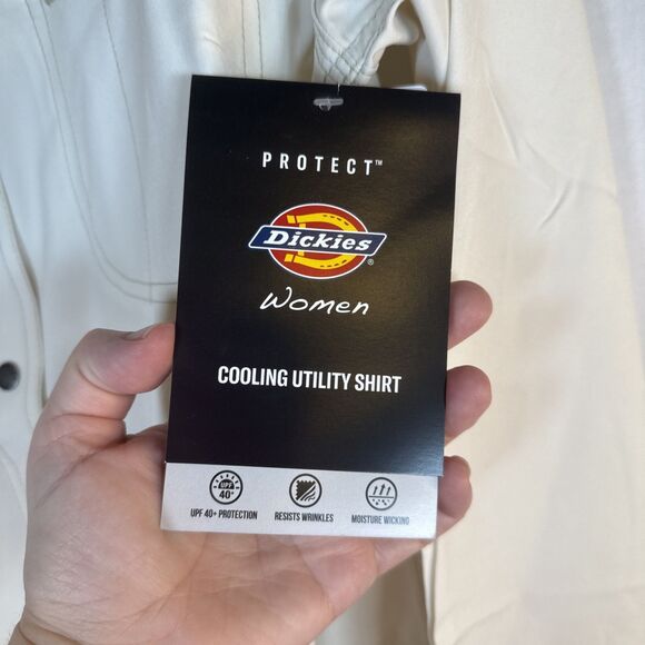 Dickies Women’s Cooling Utility Shirt Temp-iQ Long Sleeve Small Beige Snap NWT - Picture 10 of 16